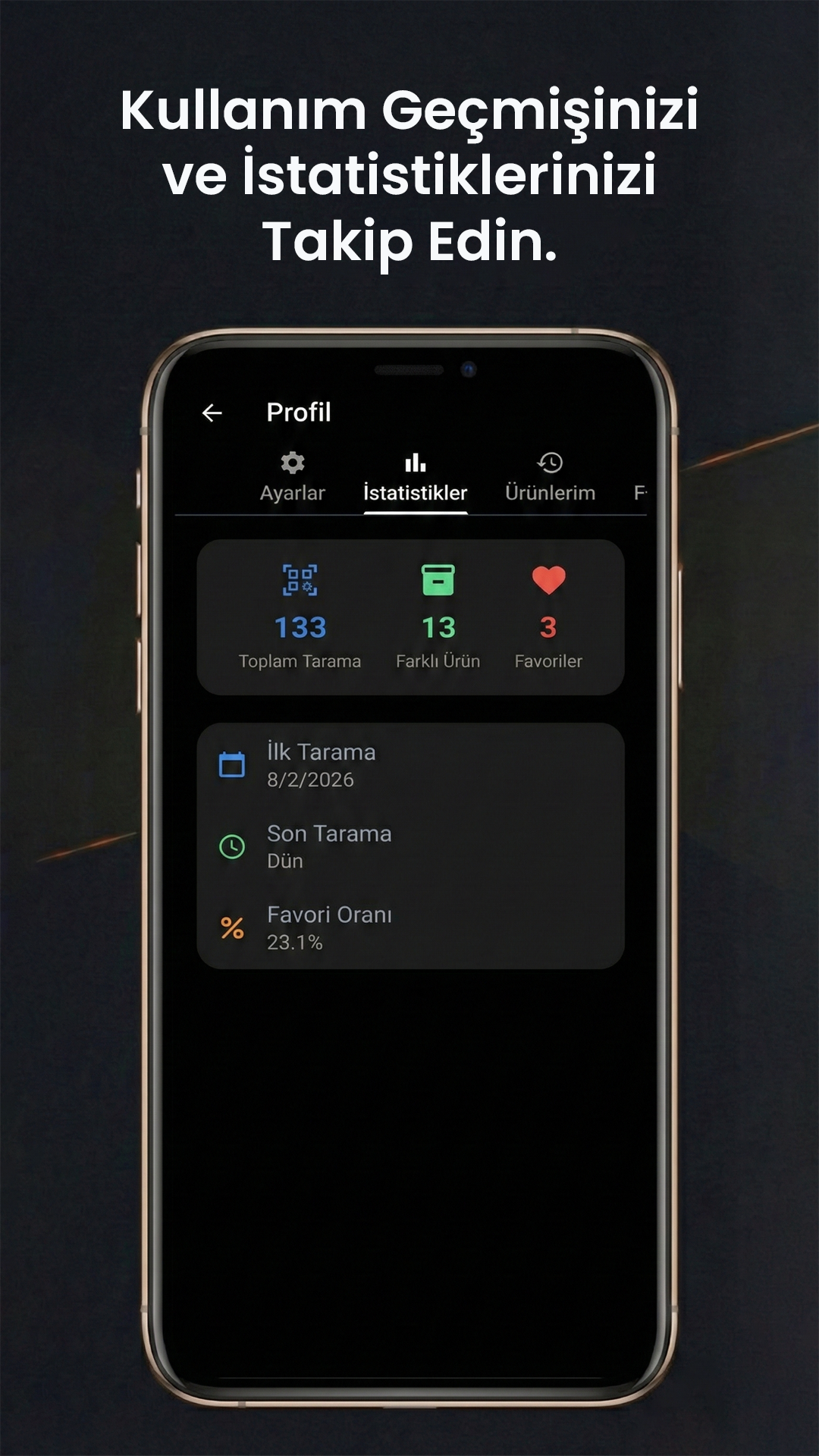 Kullanım geçmişinizi ve istatistiklerinizi takip edin